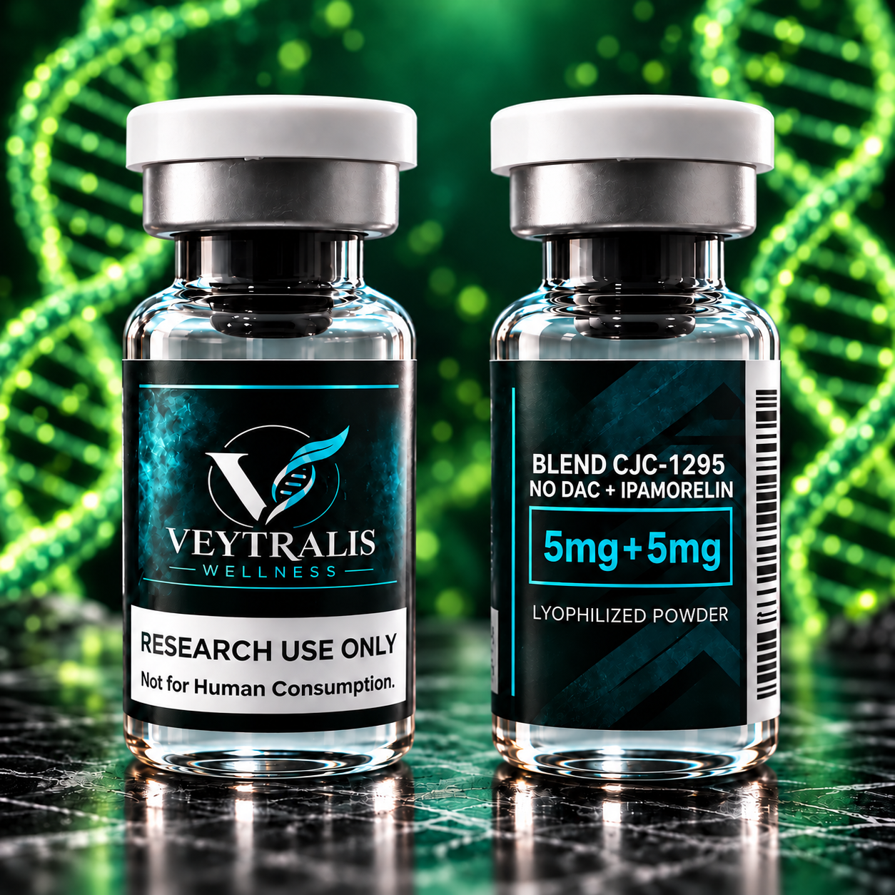 Blend CJC-1295 No DAC + Ipamorelin research vial